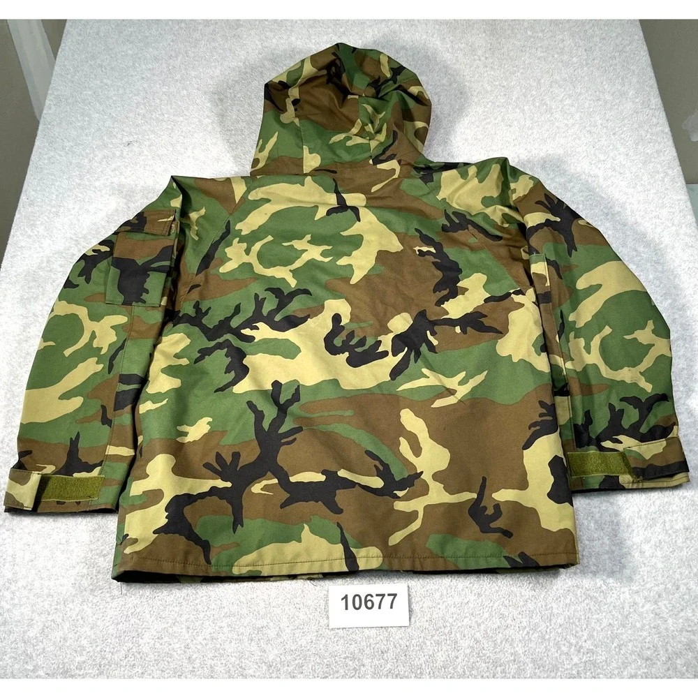 Vintage 1994 US Tennier Industries Parka Jacket Mens L Green Camouflage Hooded